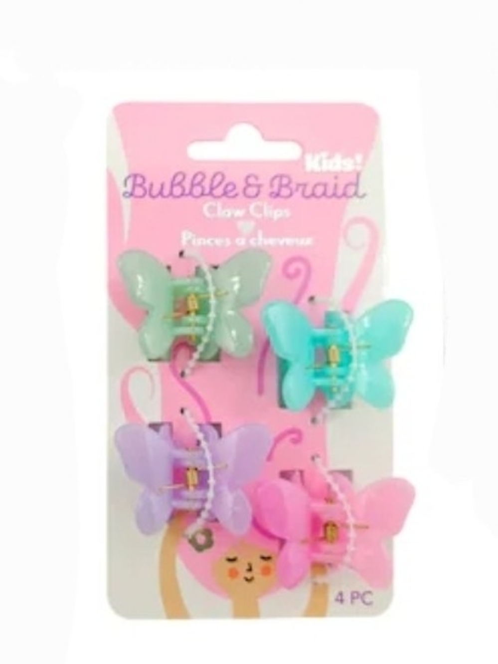 Bubble & Braid 4pc Small Butterfly Hair Claws BNIB